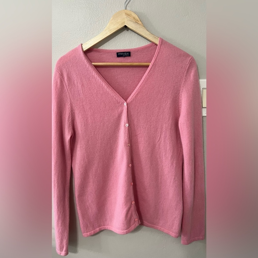 Preview International 100% Cashmere Pink Button Front Cardigan (S)
